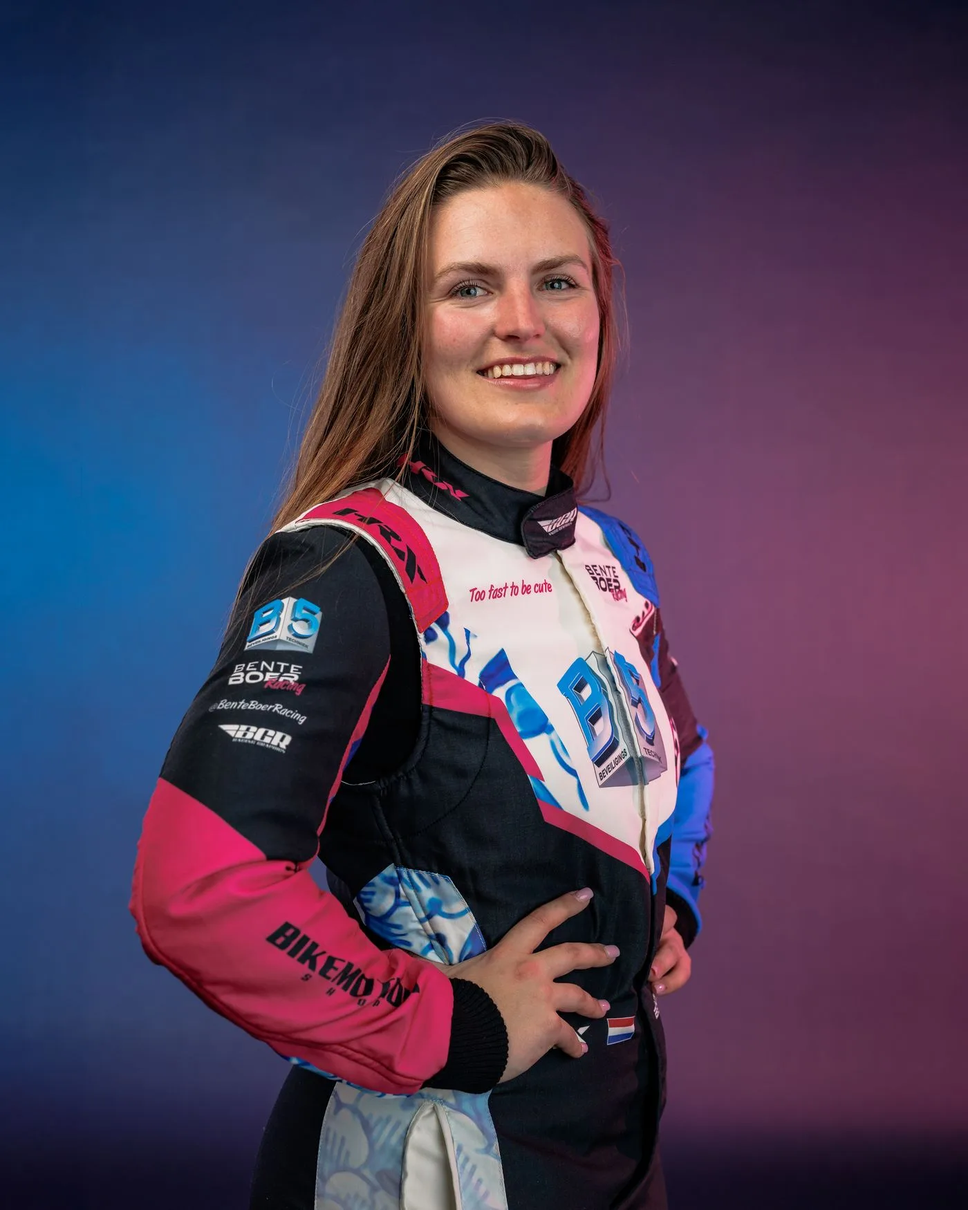 Bente Boer in her racing suit