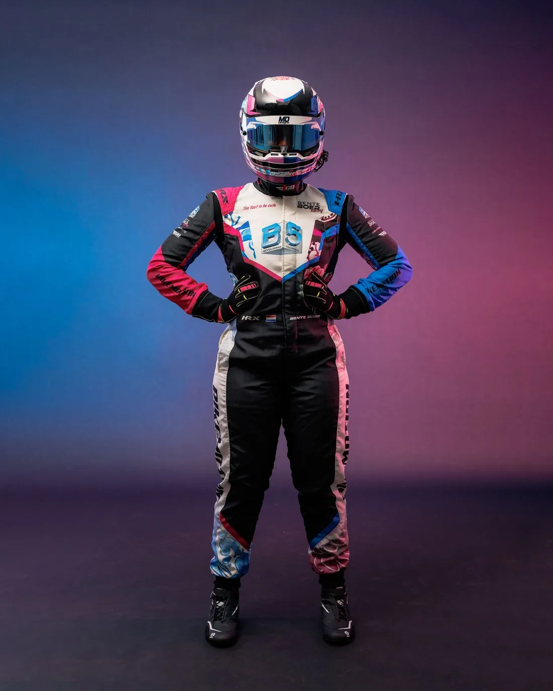 Bente Boer with her helmet on