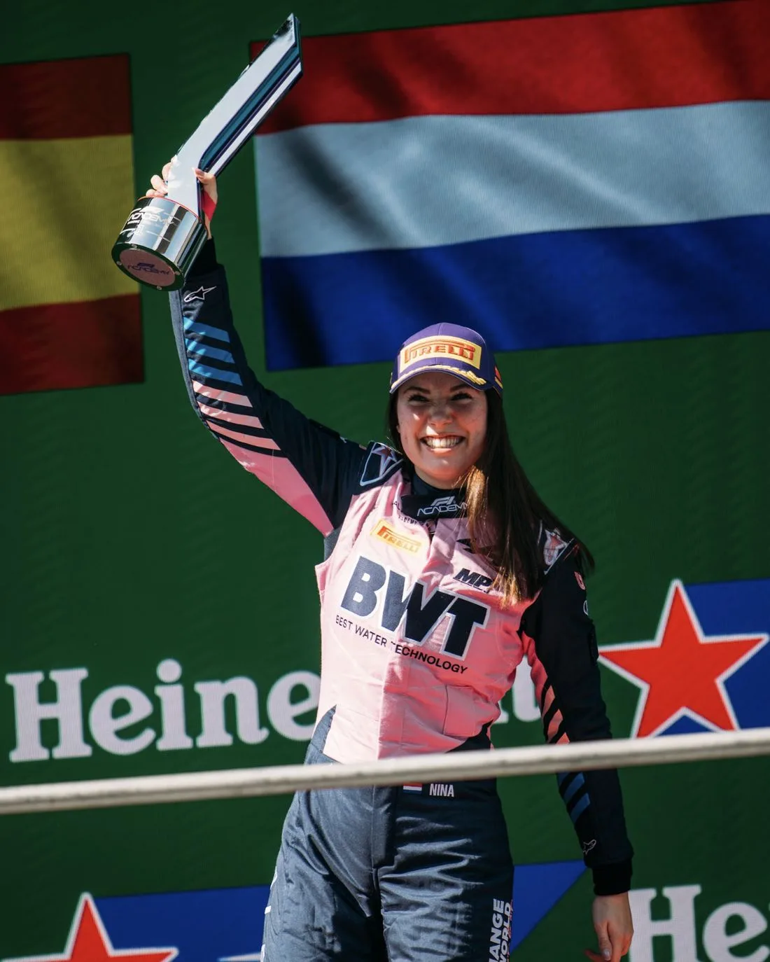 Nina Gademan on the podium